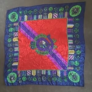 RALPH LAUREN CLASSIC CREST AND MEDALLION SCARF